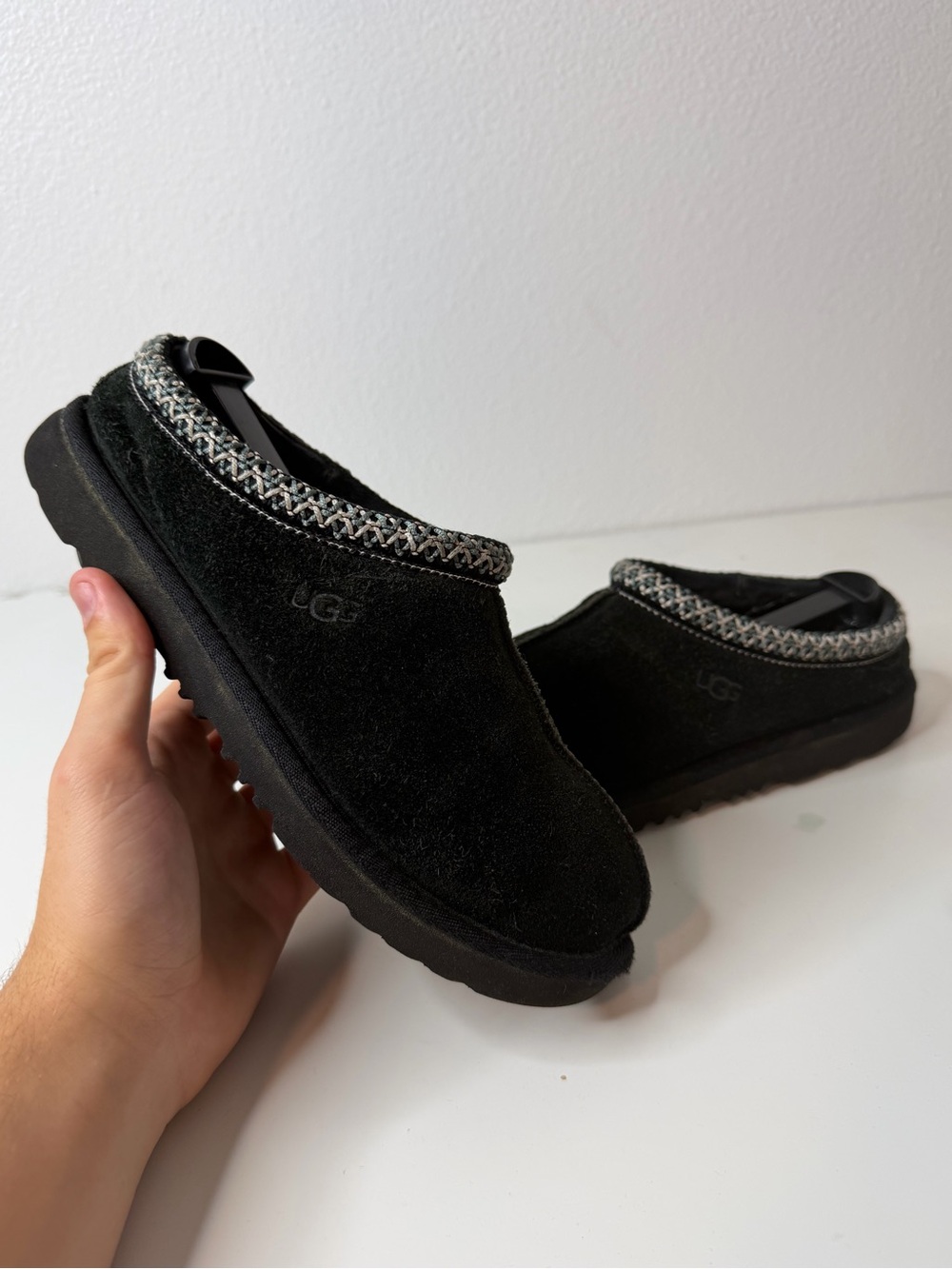 UGG Black Suede Cozy Tasman Slippers